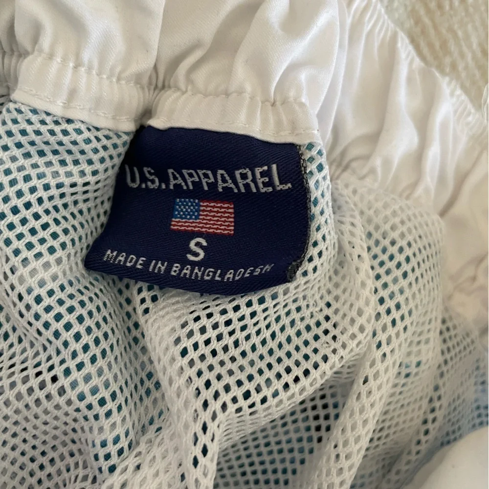 White Mesh Palm Tree Swim Shorts by U.S. Apparel